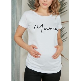 Блуза за бременни в бяло с надпис