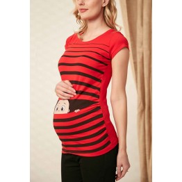 Блуза за бременни Бебе наднича в червено