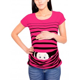 Блуза за бременни Бебе наднича в циклама
