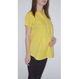 Риза за бременни в жълто с къс ръкав