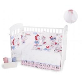 Бебешки спален комплект 3 части Pink Station с комарник 200/540