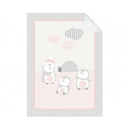 Супер меко бебешко одеяло с шерпа Pingui Family 80/110 см розово