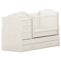 Трансформиращо детско легло с люлка и фрезовани страни Baby and Junior S Heart Трансформиращо детско легло с люлка и фрезовани страни Baby and Junior S Heart