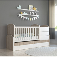 Бебешко трансформиращо легло Sunny северен дъб и бяло 73x165 см 