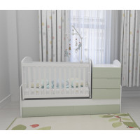 Бебешко трансформиращо легло Sunny бяло и млечно зелено 73x165 см 