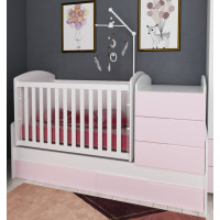 Бебешко трансформиращо легло Sunny бяло и розово 73x165 см  Бебешко трансформиращо легло Sunny бяло и розово 73x165 см