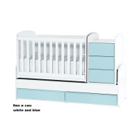 Бебешко легло с люлеещ механизъм и скрин с три чекмеджета Луна - избери цвят