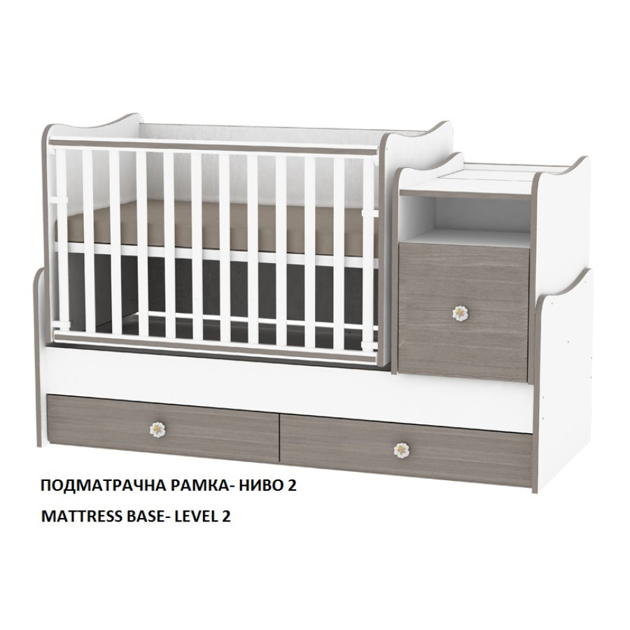 Бебешко легло с люлеещ механизъм и скрин с ракла Lorelli Trend Plus