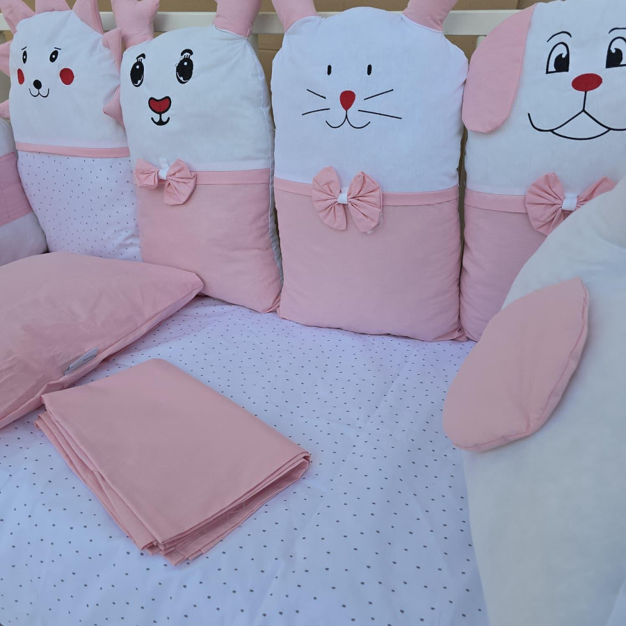 Комплект за бебешка кошара Весели животни - син и розов