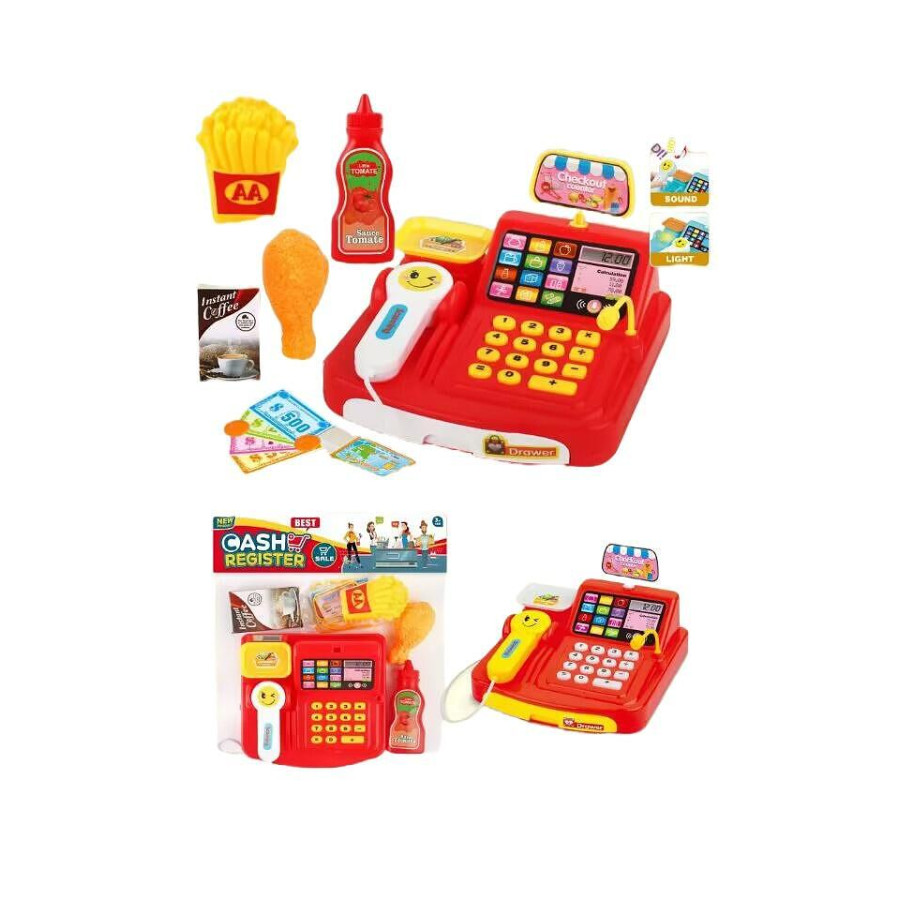 Каса за супермаркет червена