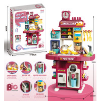 Детска кухня със пара, вода и светлини Home Kitchen 50 части розова