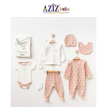 Комплект за изписване от 10 части Little One пудра и бяло 10328