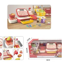 Каса на супермаркет със сканиращо устройство червена