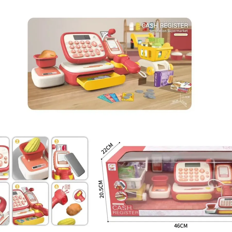 Каса на супермаркет със сканиращо устройство червена Каса на супермаркет със сканиращо устройство червена