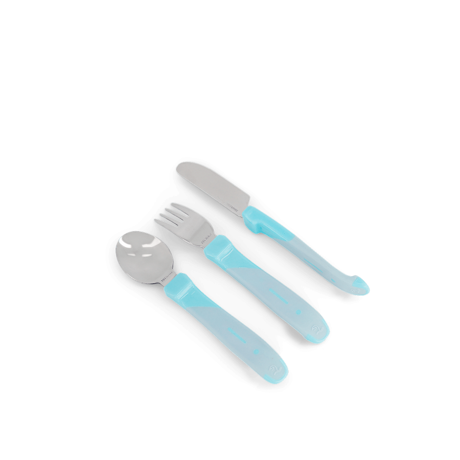 Виличка и лъжичка за хранене Twistshake неръждаема стомана 12+ м Pastel Blue