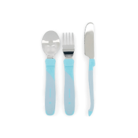 Виличка и лъжичка за хранене Twistshake неръждаема стомана 12+ м Pastel Blue