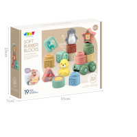 Бебешки меки силиконови кубчета и писукащи фигурки JDLT Soft Rubber Blocks (19 части)