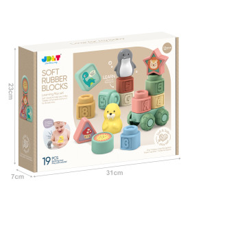 Бебешки меки силиконови кубчета и писукащи фигурки JDLT Soft Rubber Blocks (19 части)