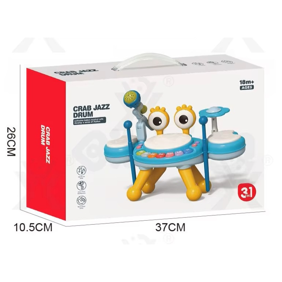 Детски музикален инструмент 3в1 Crab Jazz Drum