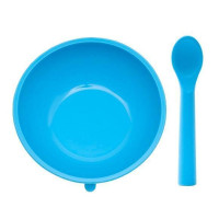 Премиум силиконов комплект от две части за хранене с вакуумна система (купа и лъжица)