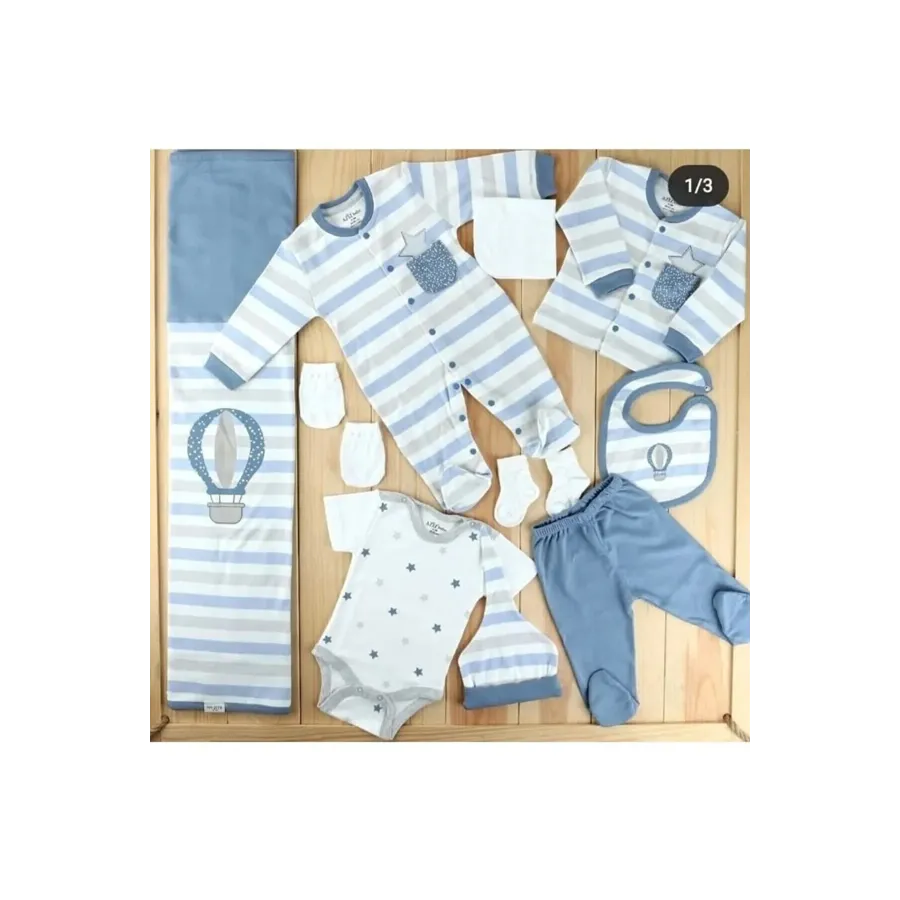 Комплект за изписване от 10 части синьо и бежово рае