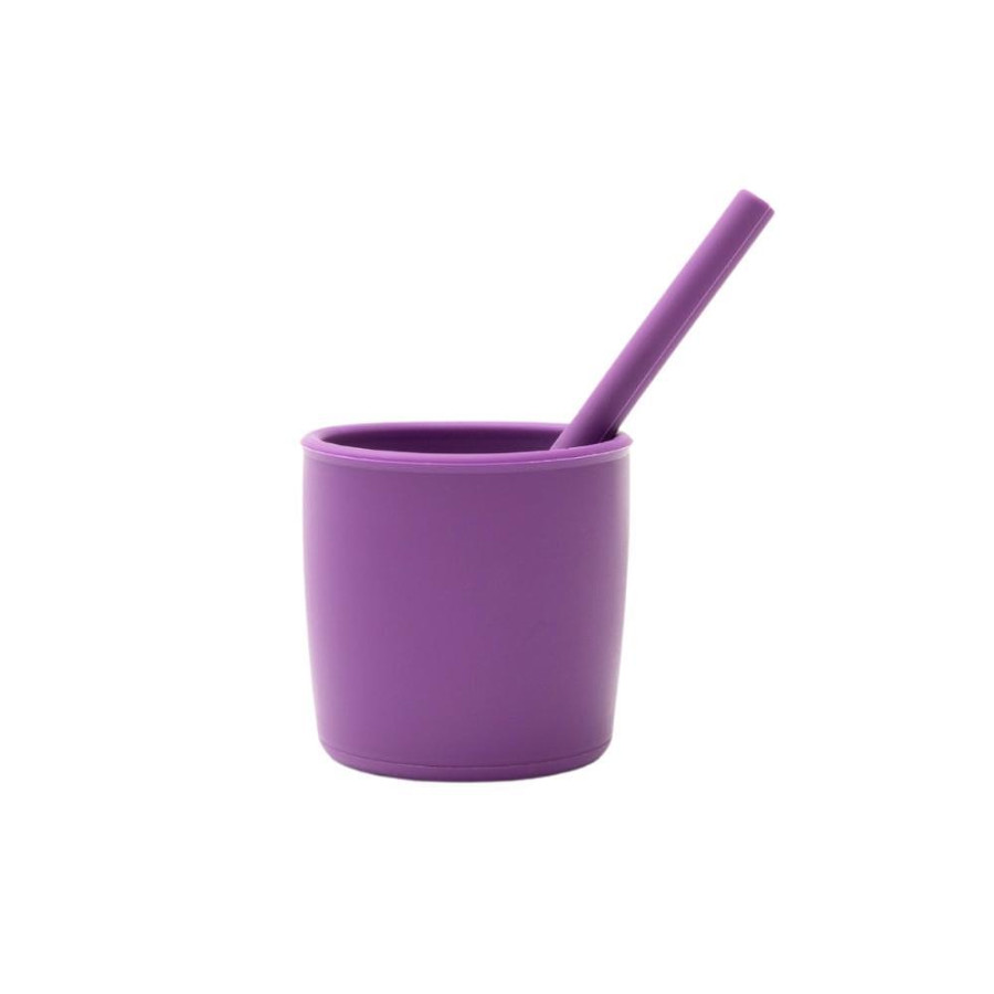 Силиконов сет от 3 части (чаша и 2 бр.сламки) - 4 цвята