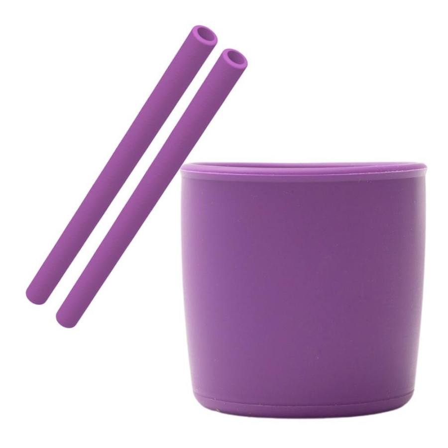 Силиконов сет от 3 части (чаша и 2 бр.сламки) - 4 цвята