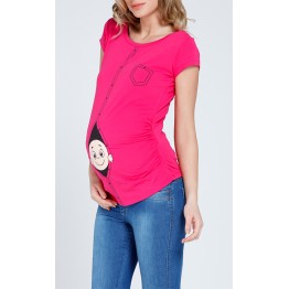 Блуза за бременни  Бебе от цип в циклама