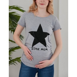 Блуза за бременни картинка в сиво 