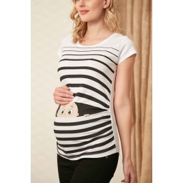 Блуза за бременни с щампа Бебе наднича в бяло