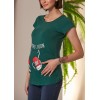 Блуза за бременни с щампа Coming Soon в зелено