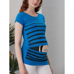 Блуза за бременни Бебе наднича в синьо