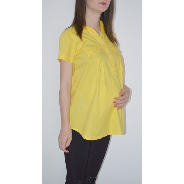 Риза за бременни в жълто с къс ръкав