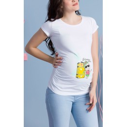 Блуза за бременни с щампа Holiday Time в бял цвят