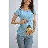 Блуза за бременни Бебе от цип в млечно синьо