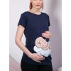 Блуза за бременни с щампа Бебе наднича в тъмно синьо 