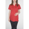 Риза за бременни в тъмно червено с къс ръкав
