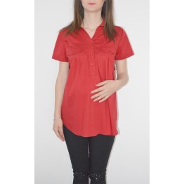 Риза за бременни в тъмно червено с къс ръкав