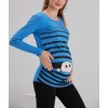 Блуза за бременни с щампа Бебе наднича в синьо с дълъг ръкав