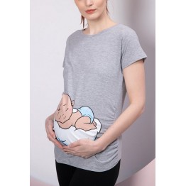 Блуза за бременни Бебе наднича в сиво