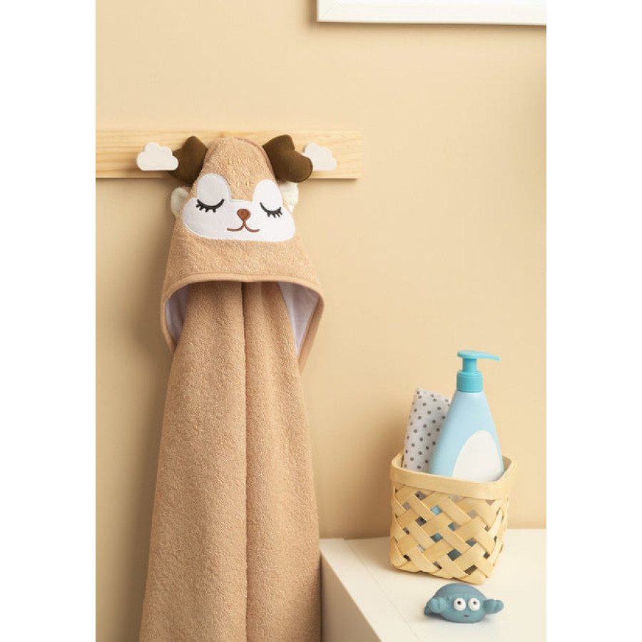 Бебешка хавлия с качулка Bathfriends 100X100 см Елен бежов
