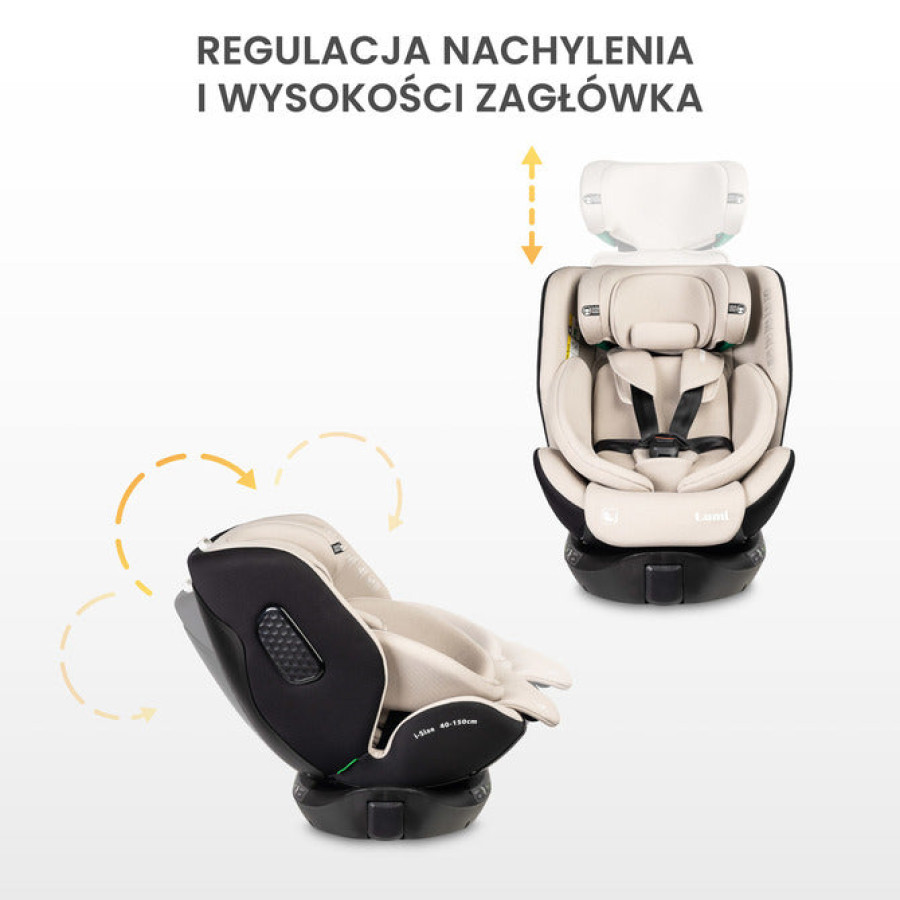 Детско столче за кола Lumi I-Size светло сиво (40-150 см)