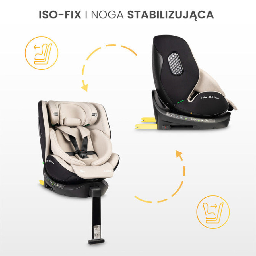 Детско столче за кола Lumi I-Size светло сиво (40-150 см)