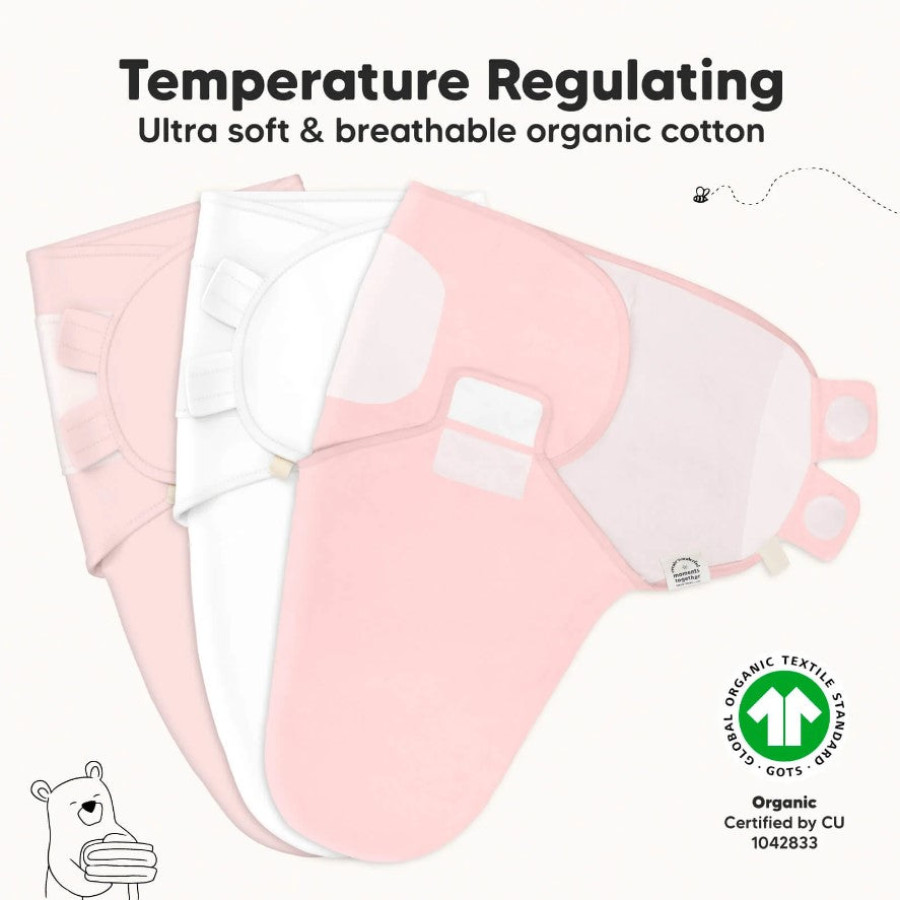 Антистрес пелени за повиване Organic 0-3 месеца 3 броя Розови
