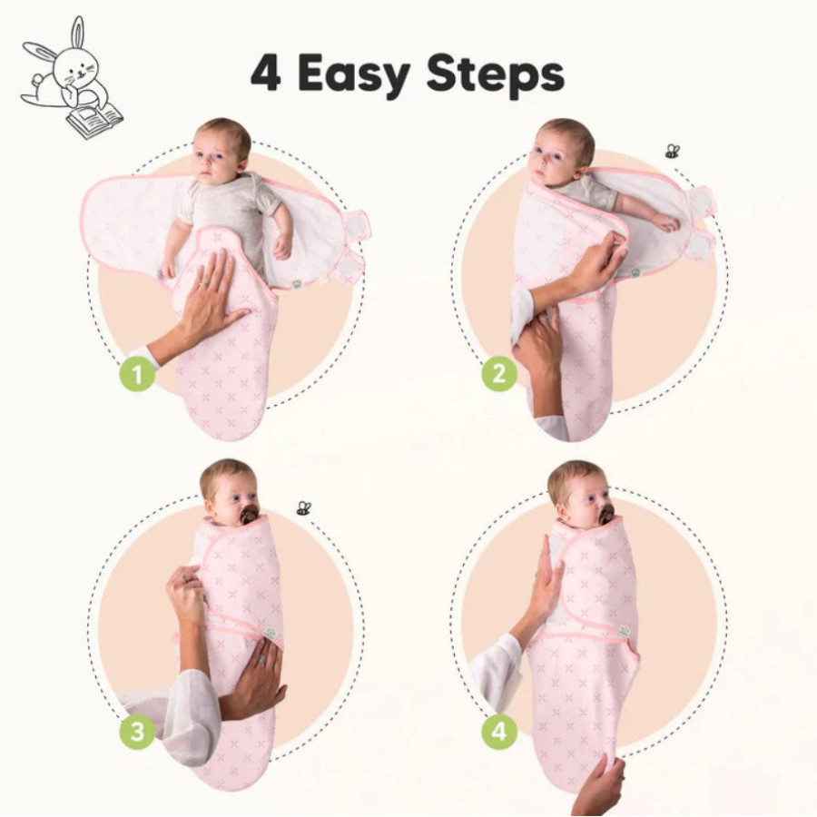 Антистрес пелени за повиване Organic 0-3 месеца 3 бр Розови цветя