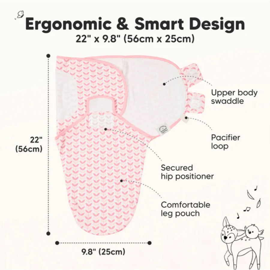 Антистрес пелени за повиване Organic 0-3 месеца 3 бр Розови цветя