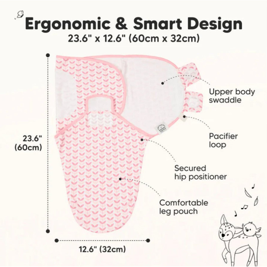 Антистрес пелени за повиване Organic 0-3 месеца 3 бр Розови цветя