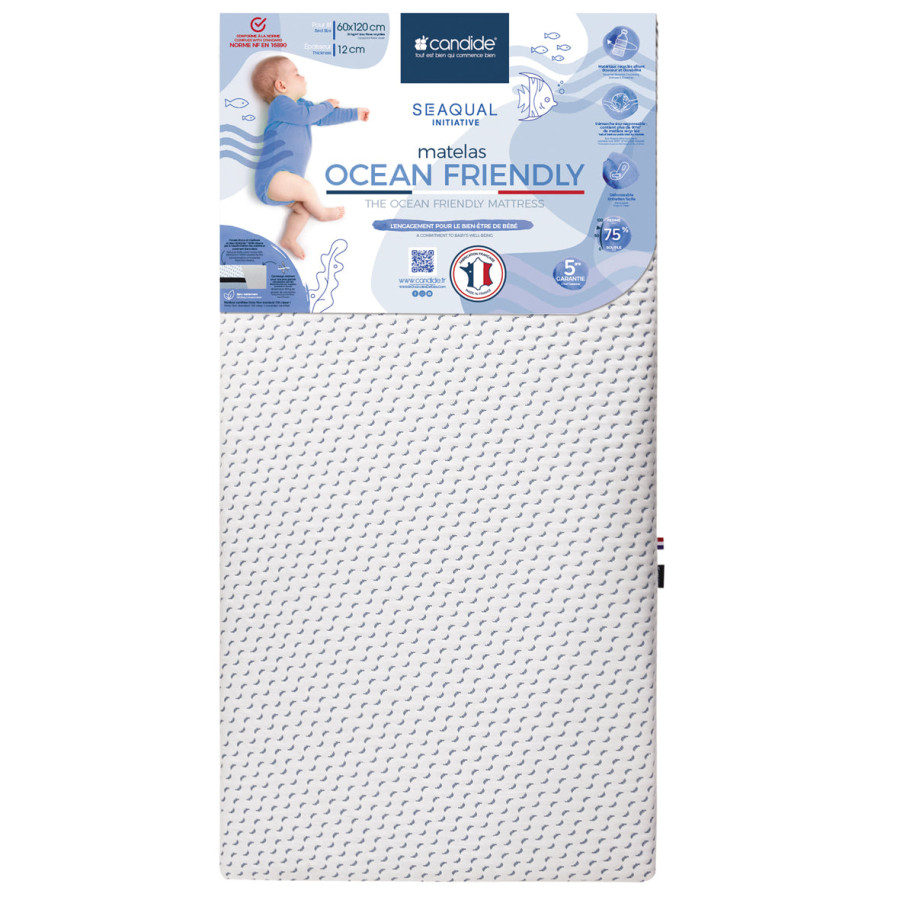 Матрак Ocean Friendly изработен от рециклирана пластмаса от океана 60х120 см (13 см дебелина) Candide