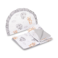 Муслинов комплект за детска количка Меченце сиво