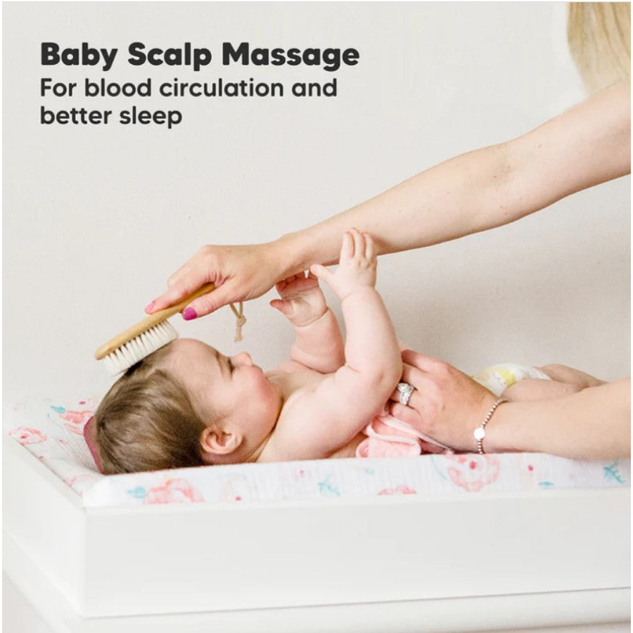 Комплект дървени бебешки четки за коса и гребен KeaBabies